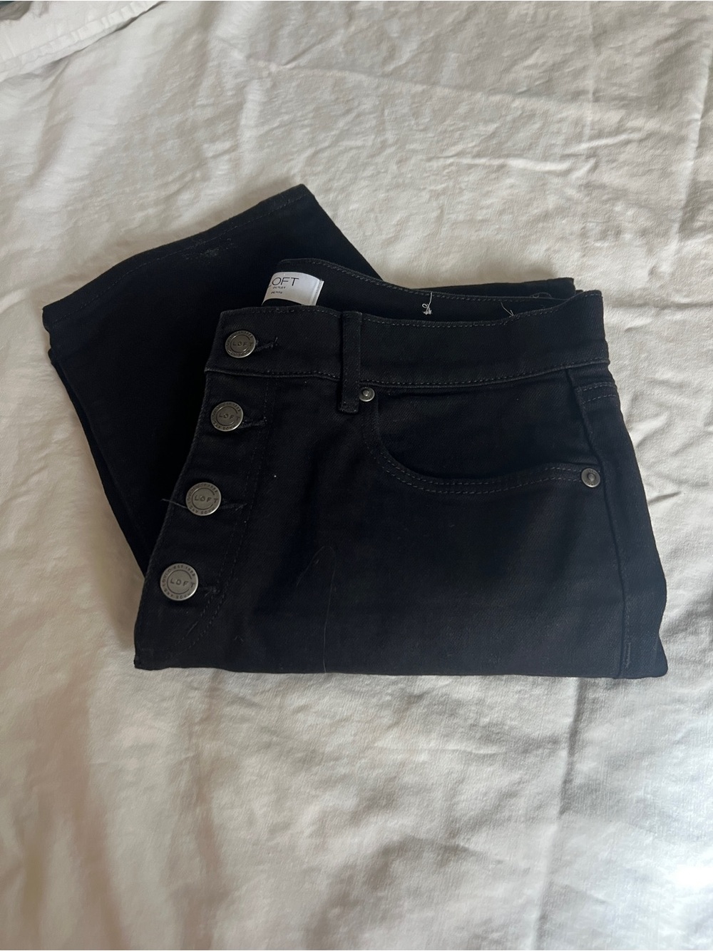 LOFT Black High-Rise Button-Front Women's Jeans